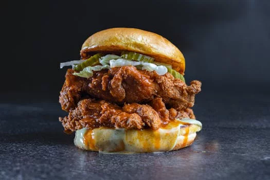 spicy chicken burger with jalapeños